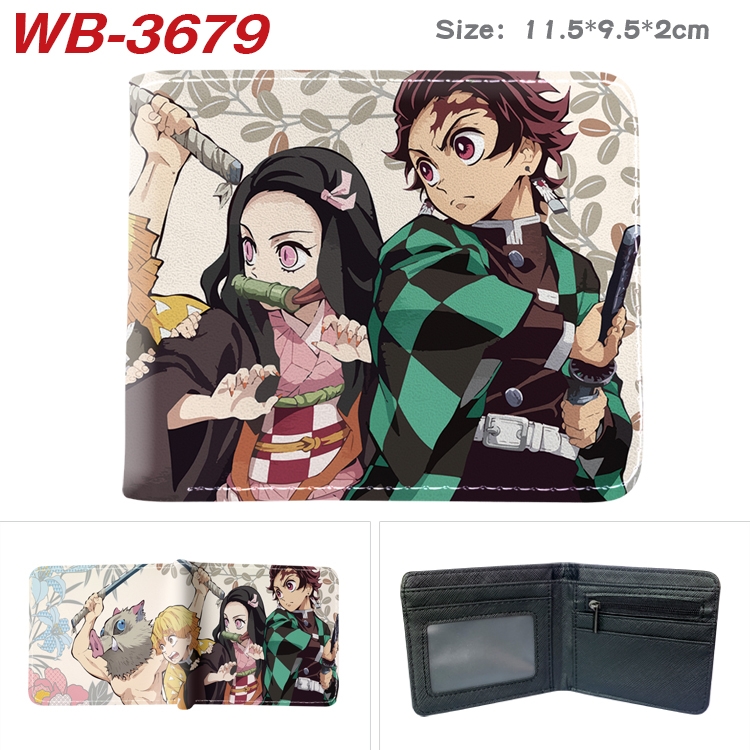 Demon Slayer Kimets Anime color book two-fold leather wallet 11.5X9.5X2CM WB-3679A