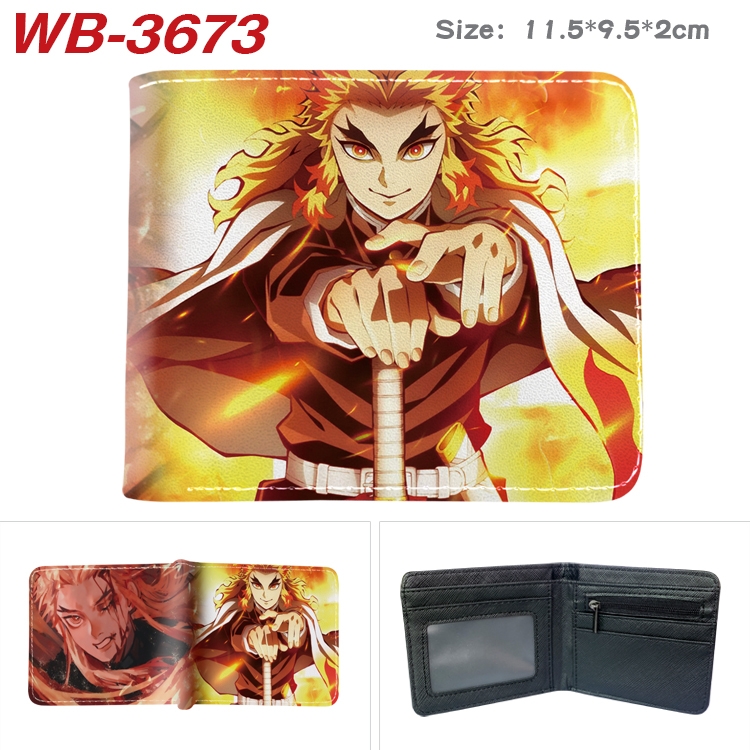 Demon Slayer Kimets Anime color book two-fold leather wallet 11.5X9.5X2CM WB-3673A
