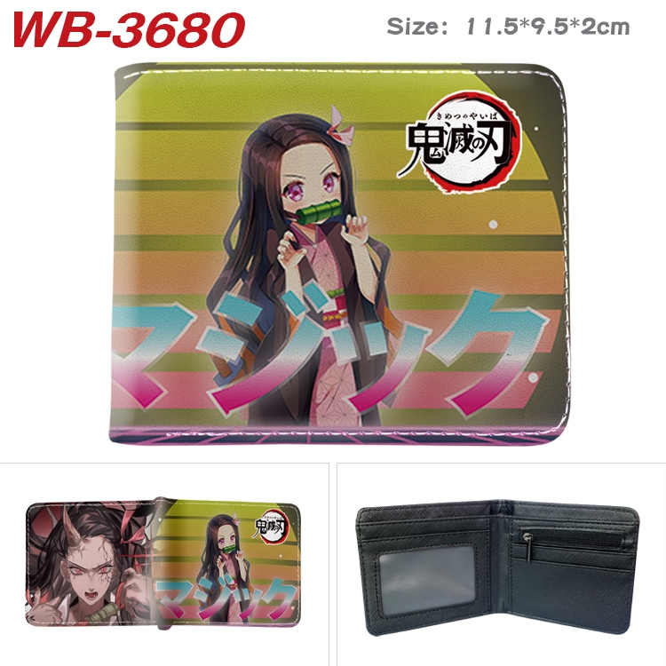 Demon Slayer Kimets Anime color book two-fold leather wallet 11.5X9.5X2CM  WB-3680A