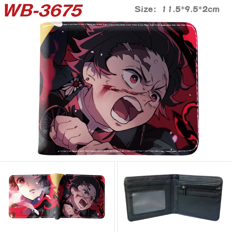 Demon Slayer Kimets Anime color book two-fold leather wallet 11.5X9.5X2CM WB-3675A