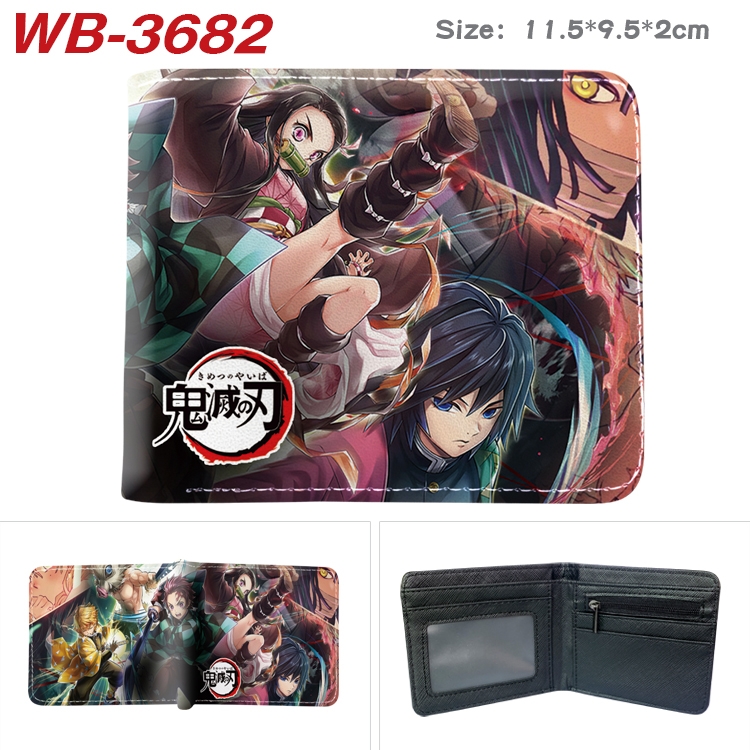 Demon Slayer Kimets Anime color book two-fold leather wallet 11.5X9.5X2CM WB-3682A
