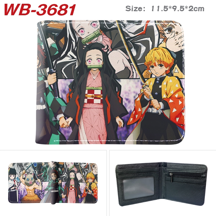 Demon Slayer Kimets Anime color book two-fold leather wallet 11.5X9.5X2CM WB-3681A