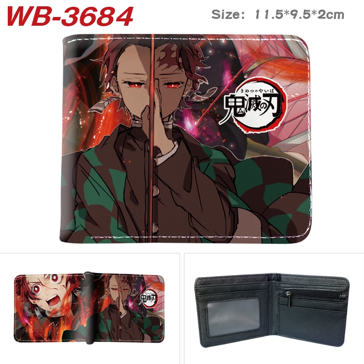 Demon Slayer Kimets Anime color book two-fold leather wallet 11.5X9.5X2CM  WB-3684A