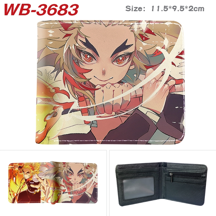 Demon Slayer Kimets Anime color book two-fold leather wallet 11.5X9.5X2CM WB-3683A