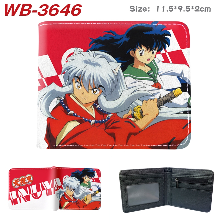 Inuyasha Anime color book two-fold leather wallet 11.5X9.5X2CM  WB-3646A