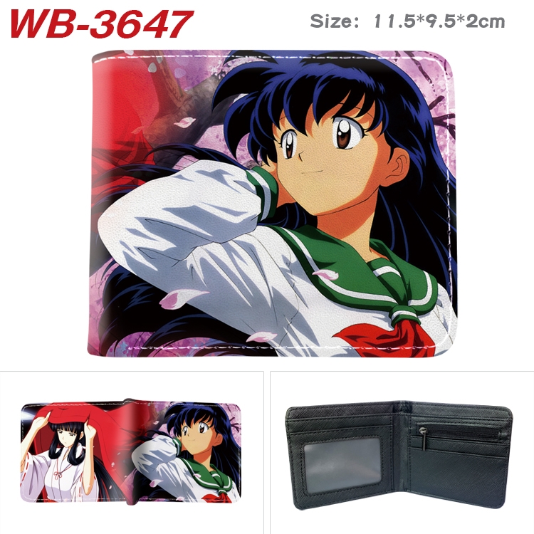 Inuyasha Anime color book two-fold leather wallet 11.5X9.5X2CM  WB-3647A