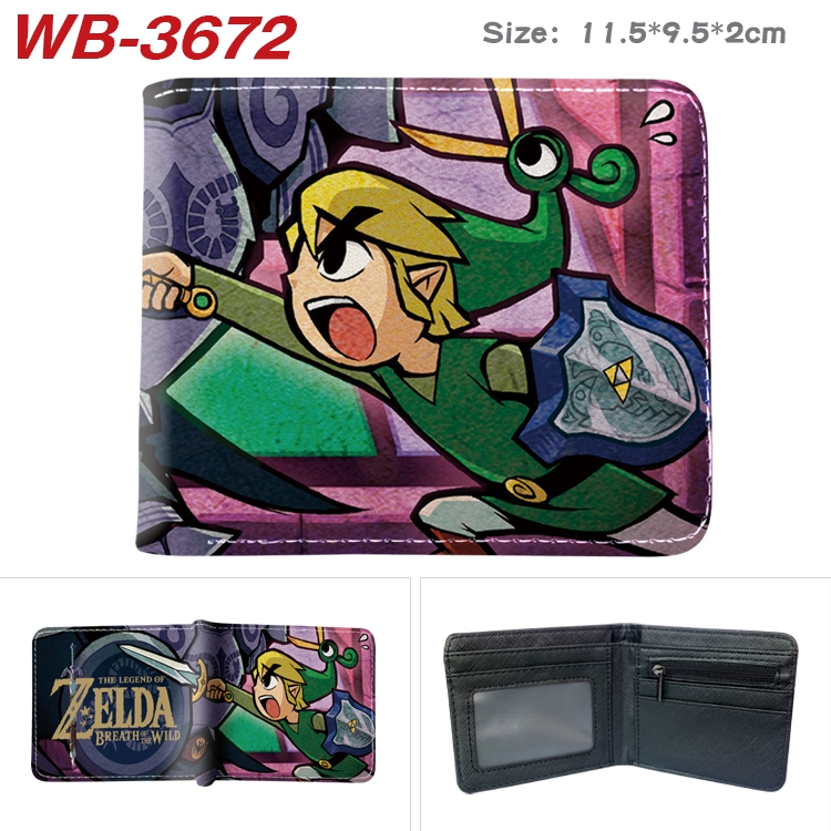 The Legend of Zelda Anime color book two-fold leather wallet 11.5X9.5X2CM  WB-3672A