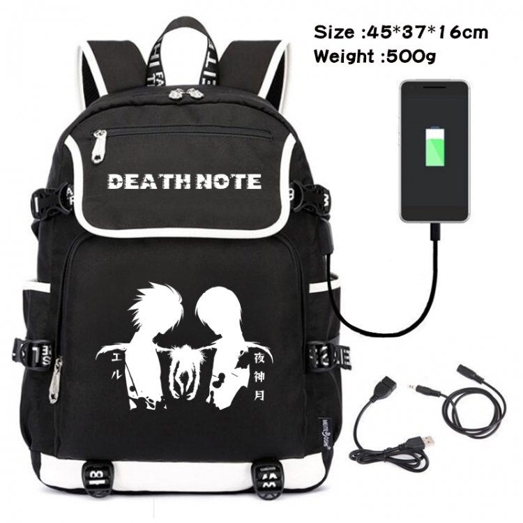 Death note Anime Flip Data Cable Backpack School Bag 45X37X16CM