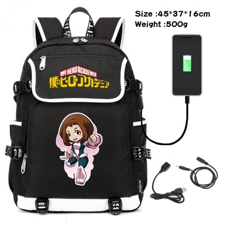 My Hero Academia  Anime Flip Data Cable Backpack School Bag 45X37X16CM