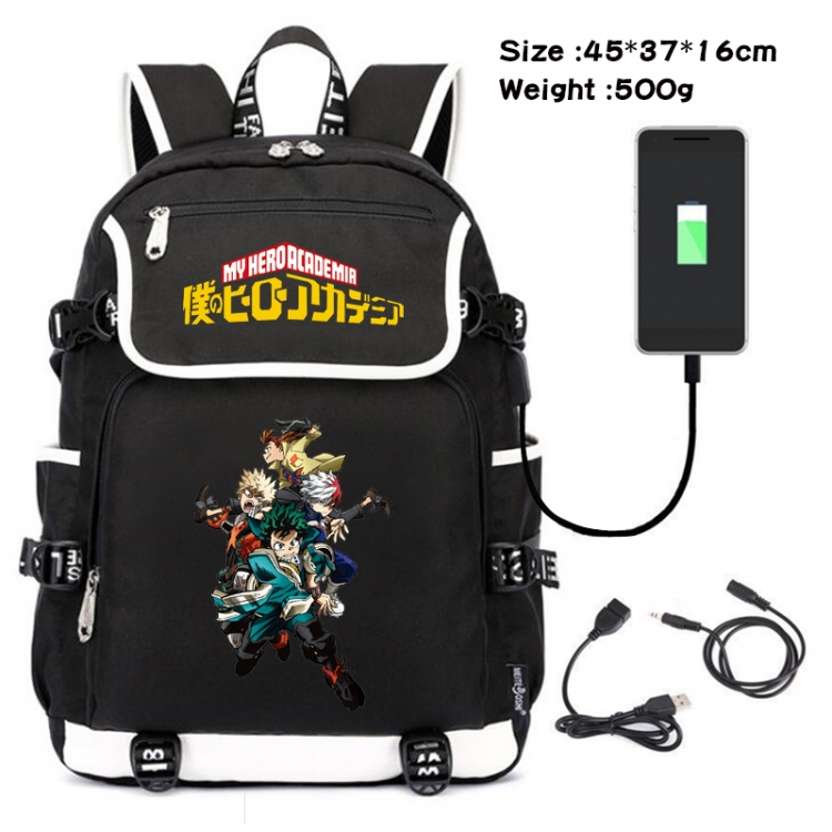 My Hero Academia Anime Flip Data Cable Backpack School Bag 45X37X16CM