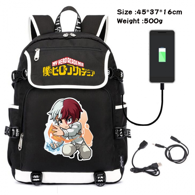 My Hero Academia Anime Flip Data Cable Backpack School Bag 45X37X16CM