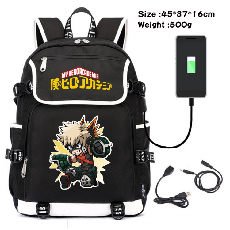 My Hero Academia Anime Flip Data Cable Backpack School Bag 45X37X16CM