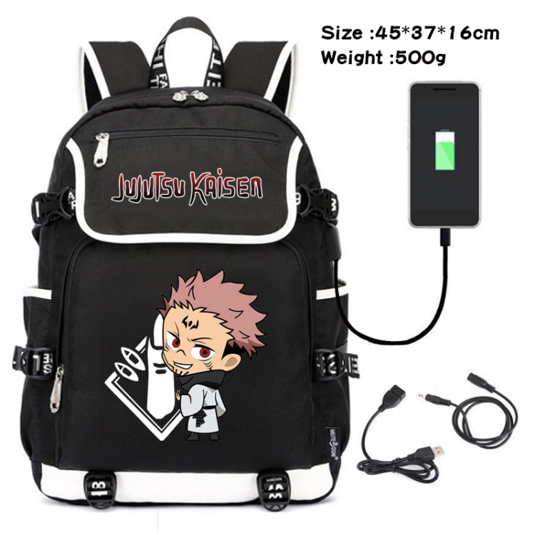 Jujutsu Kaisen Anime Flip Data Cable Backpack School Bag 45X37X16CM