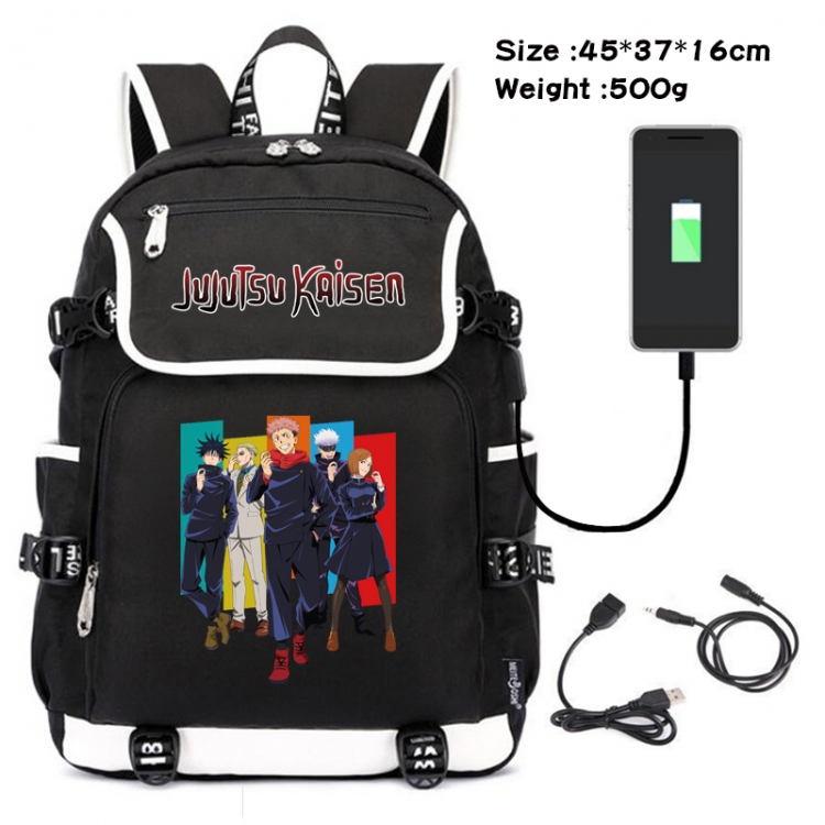 Jujutsu Kaisen Anime Flip Data Cable Backpack School Bag 45X37X16CM