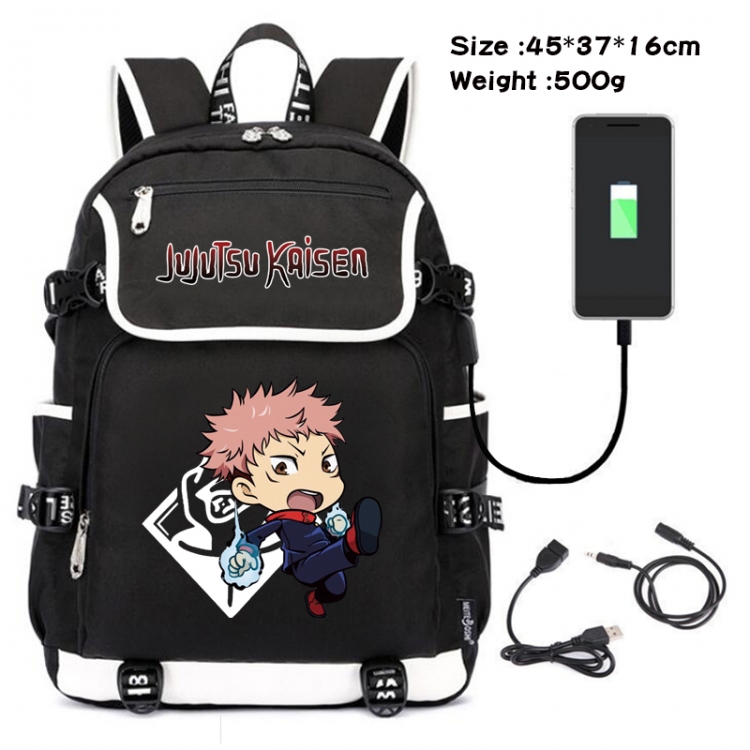 Jujutsu Kaisen Anime Flip Data Cable Backpack School Bag 45X37X16CM