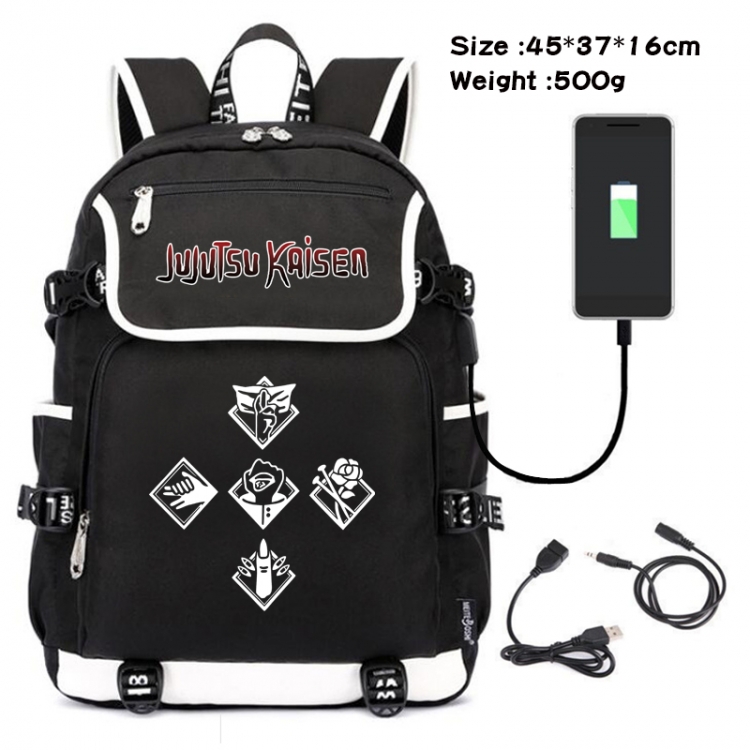 Jujutsu Kaisen Anime Flip Data Cable Backpack School Bag 45X37X16CM