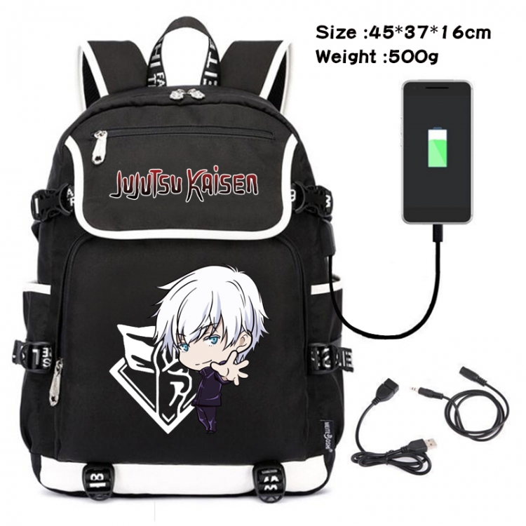 Jujutsu Kaisen Anime Flip Data Cable Backpack School Bag 45X37X16CM