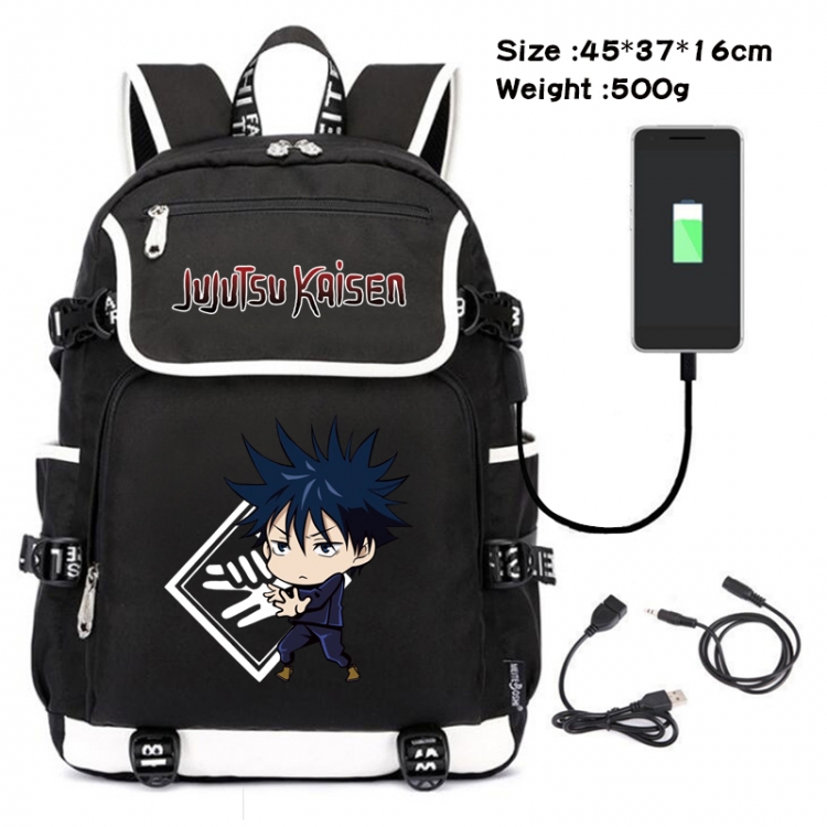 Jujutsu Kaisen Anime Flip Data Cable Backpack School Bag 45X37X16CM