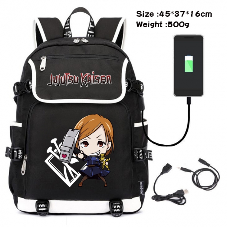 Jujutsu Kaisen Anime Flip Data Cable Backpack School Bag 45X37X16CM