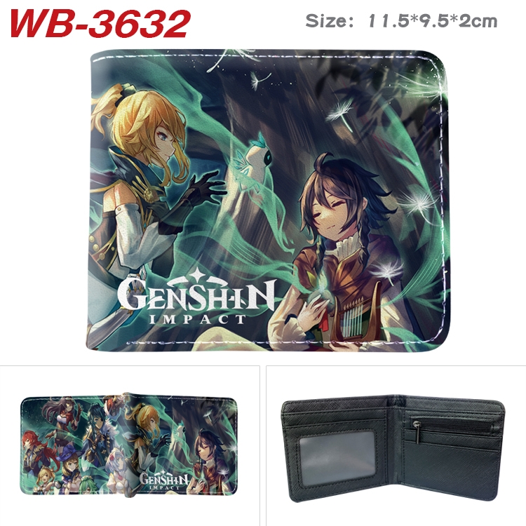 Genshin Impact Anime color book two-fold leather wallet 11.5X9.5X2CM WB-3632A