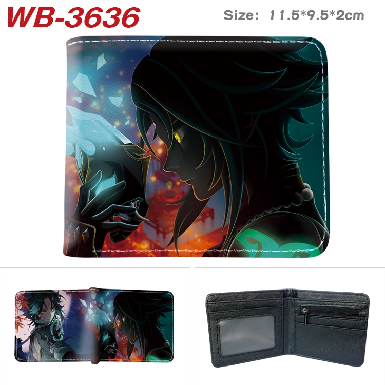 Genshin Impact Anime color book two-fold leather wallet 11.5X9.5X2CM WB-3636A