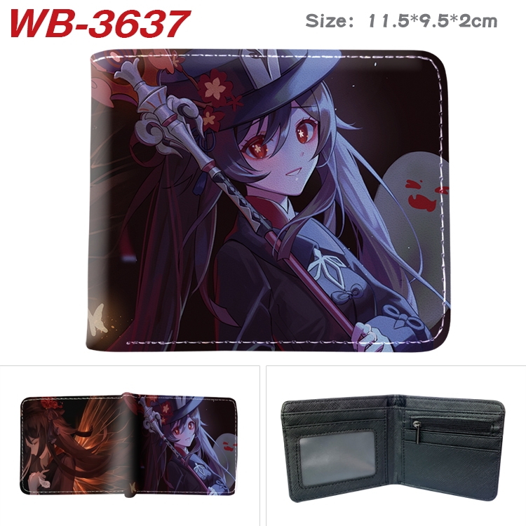 Genshin Impact Anime color book two-fold leather wallet 11.5X9.5X2CM WB-3637A