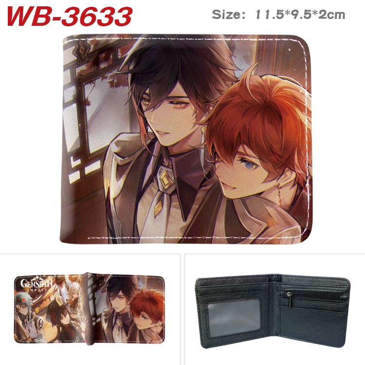 Genshin Impact Anime color book two-fold leather wallet 11.5X9.5X2CM WB-3633A