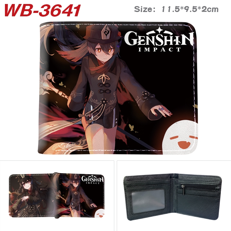 Genshin Impact Anime color book two-fold leather wallet 11.5X9.5X2CM WB-3641A