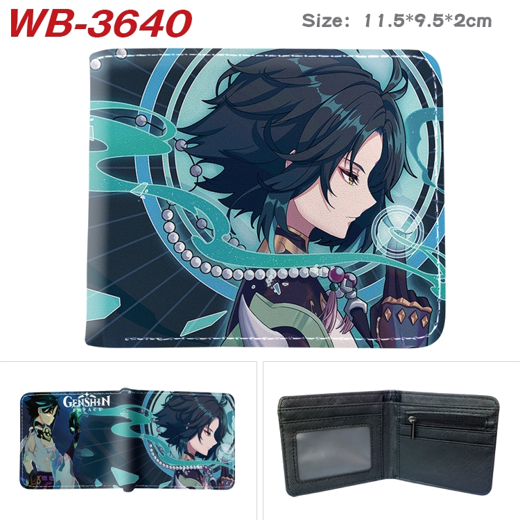 Genshin Impact Anime color book two-fold leather wallet 11.5X9.5X2CM WB-3640A