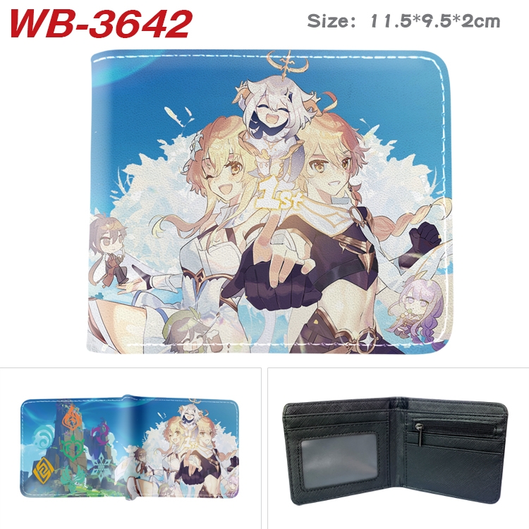 Genshin Impact Anime color book two-fold leather wallet 11.5X9.5X2CM WB-3642A