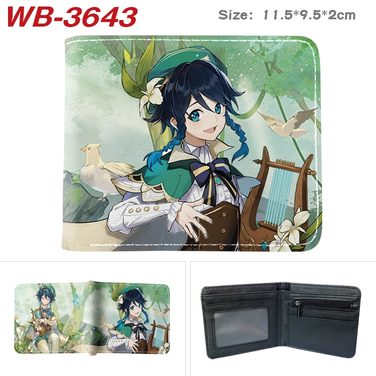 Genshin Impact Anime color book two-fold leather wallet 11.5X9.5X2CM WB-3643A