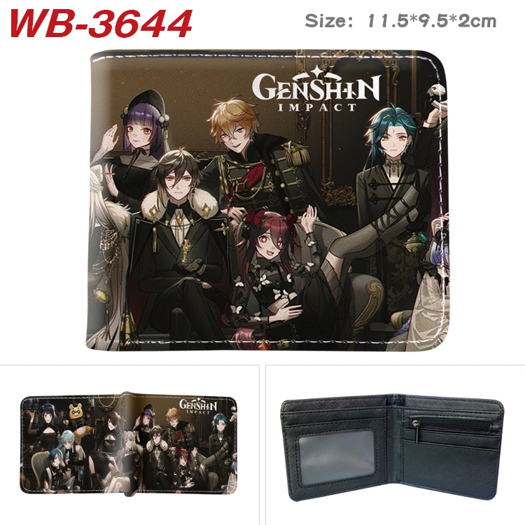 Genshin Impact Anime color book two-fold leather wallet 11.5X9.5X2CM WB-3644A