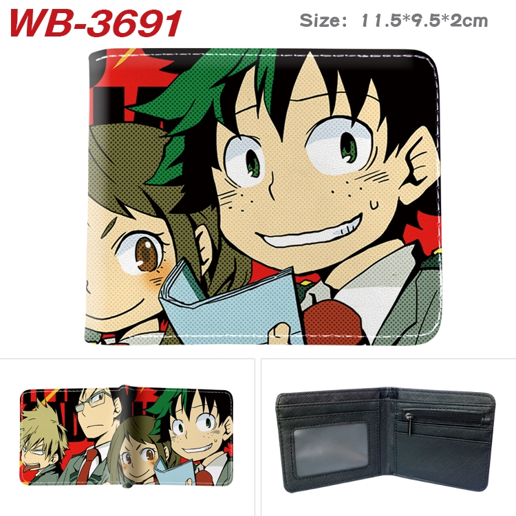 My Hero Academia Anime color book two-fold leather wallet 11.5X9.5X2CM WB-3691A