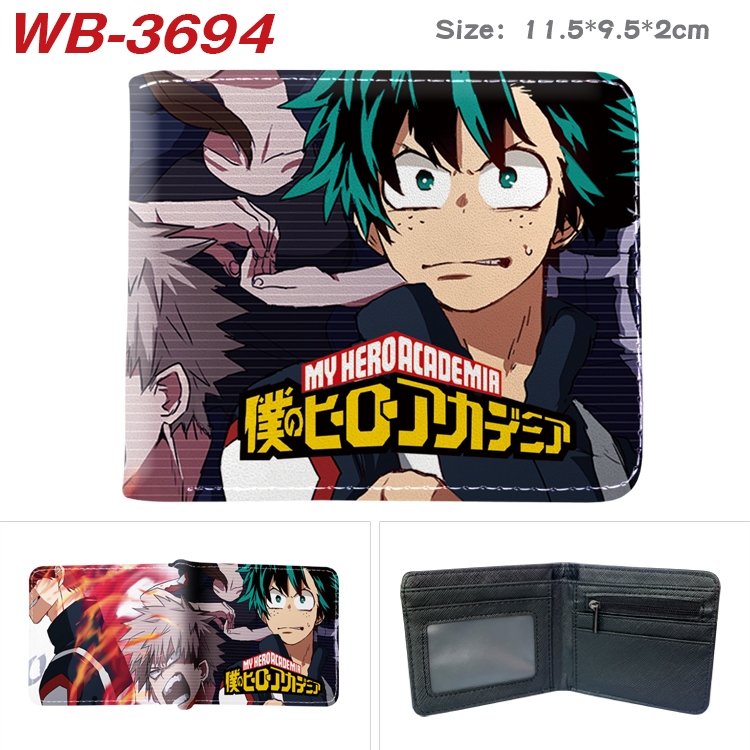 My Hero Academia Anime color book two-fold leather wallet 11.5X9.5X2CM WB-3694A