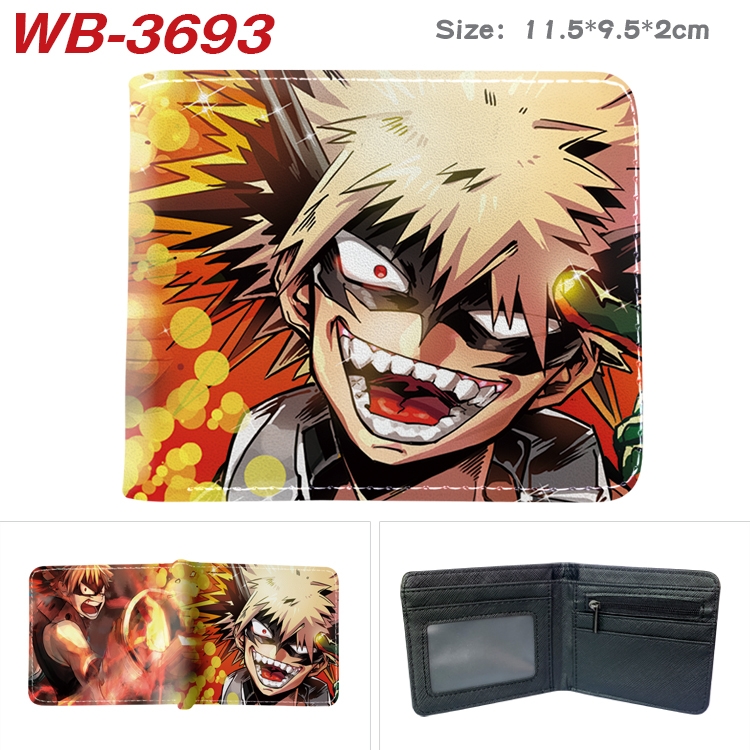 My Hero Academia Anime color book two-fold leather wallet 11.5X9.5X2CM WB-3693A