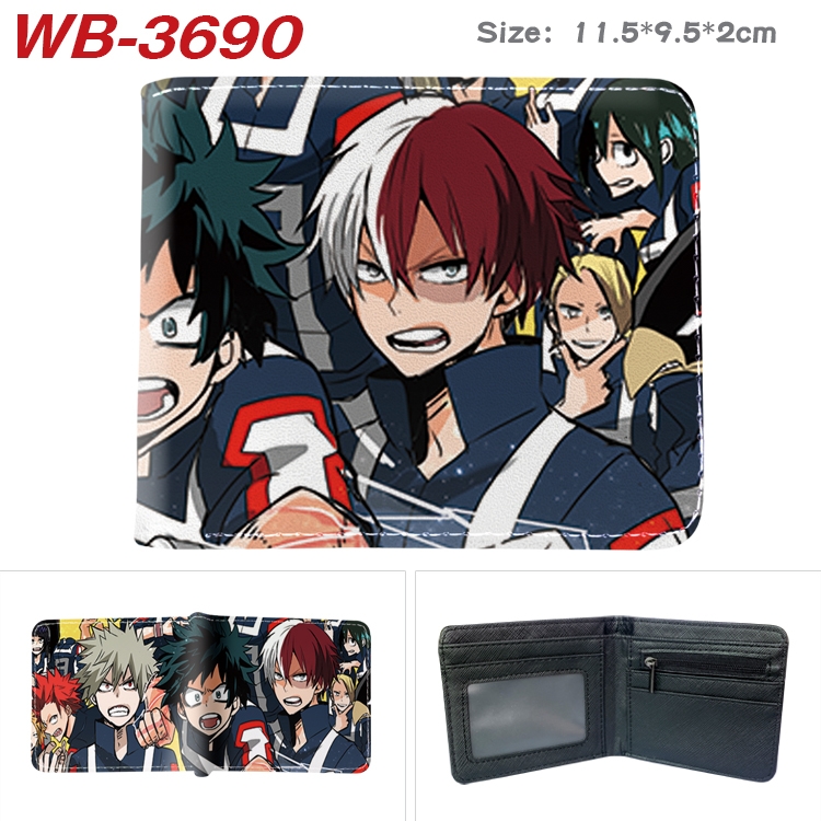 My Hero Academia Anime color book two-fold leather wallet 11.5X9.5X2CM WB-3690A