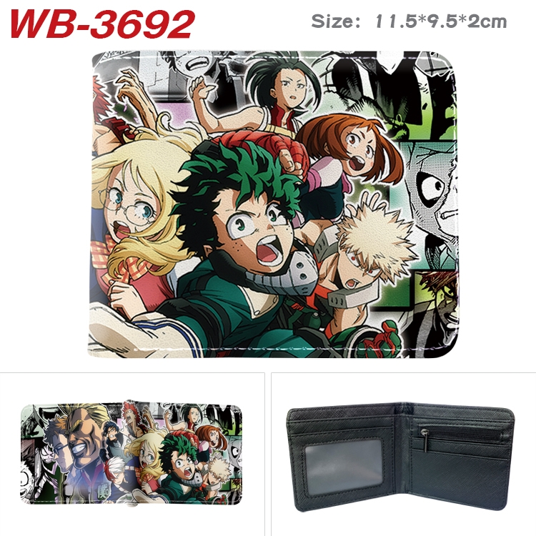 My Hero Academia Anime color book two-fold leather wallet 11.5X9.5X2CM WB-3692A