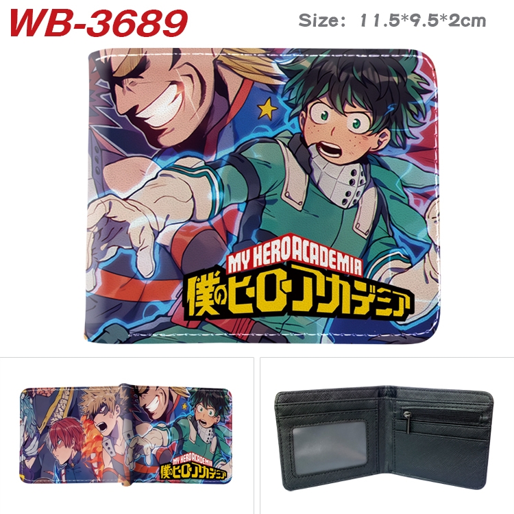My Hero Academia Anime color book two-fold leather wallet 11.5X9.5X2CM WB-3689A