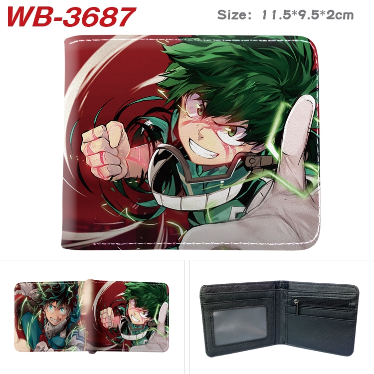 My Hero Academia Anime color book two-fold leather wallet 11.5X9.5X2CM WB-3687A