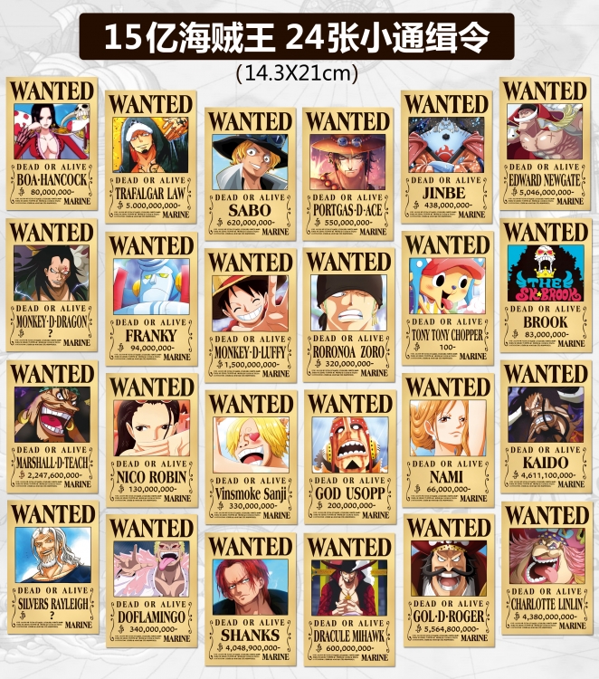 One Piece 24 Wanted Embossed Posters 14.3x21cm price for 5 sets