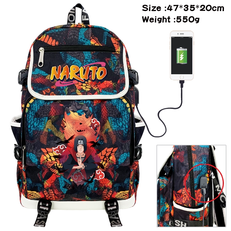 Naruto Anime Camouflage Flip Data Cable Backpack School Bag 47x35x20cm