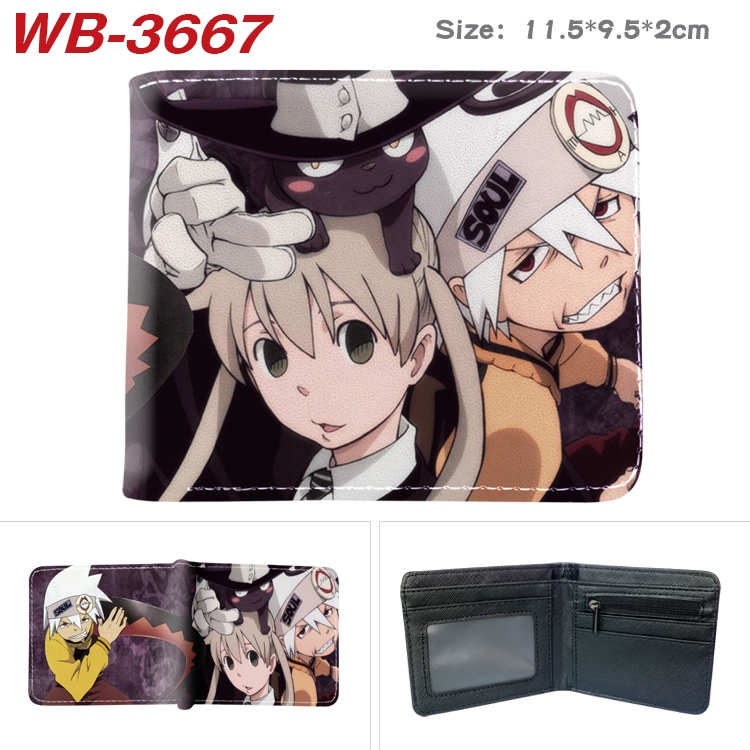 Soul Eater Anime color book two-fold leather wallet 11.5X9.5X2CM WB-3667A
