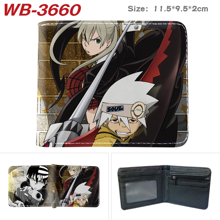 Soul Eater Anime color book two-fold leather wallet 11.5X9.5X2CM WB-3660A