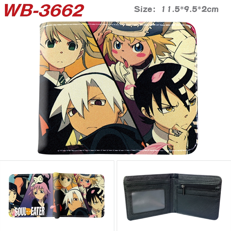 Soul Eater Anime color book two-fold leather wallet 11.5X9.5X2CM  WB-3662A