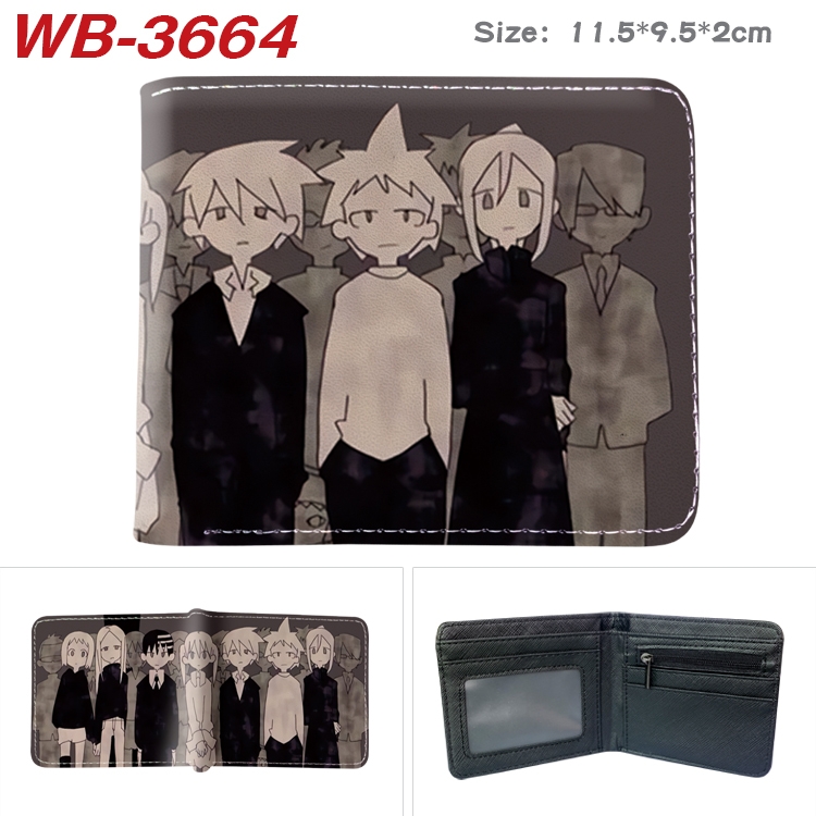 Soul Eater Anime color book two-fold leather wallet 11.5X9.5X2CM  WB-3664A