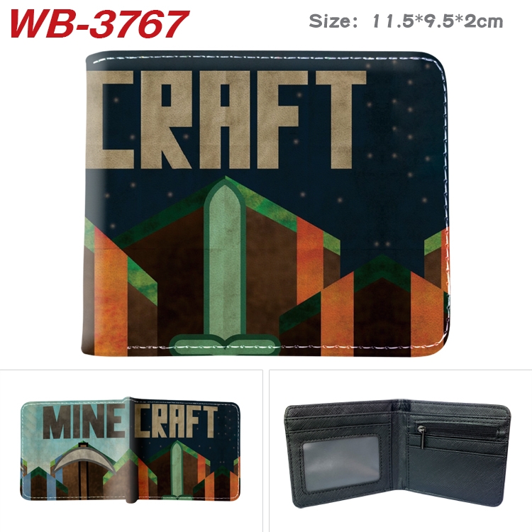 Minecraft Anime color book two-fold leather wallet 11.5X9.5X2CM WB-3767A