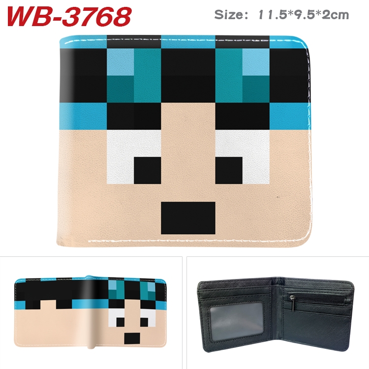 Minecraft Anime color book two-fold leather wallet 11.5X9.5X2CM  WB-3768A