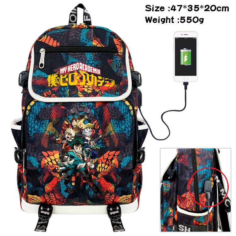 My Hero Academia Anime Camouflage Flip Data Cable Backpack School Bag 47x35x20cm