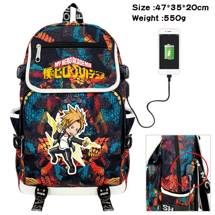 My Hero Academia Anime Camouflage Flip Data Cable Backpack School Bag 47x35x20cm