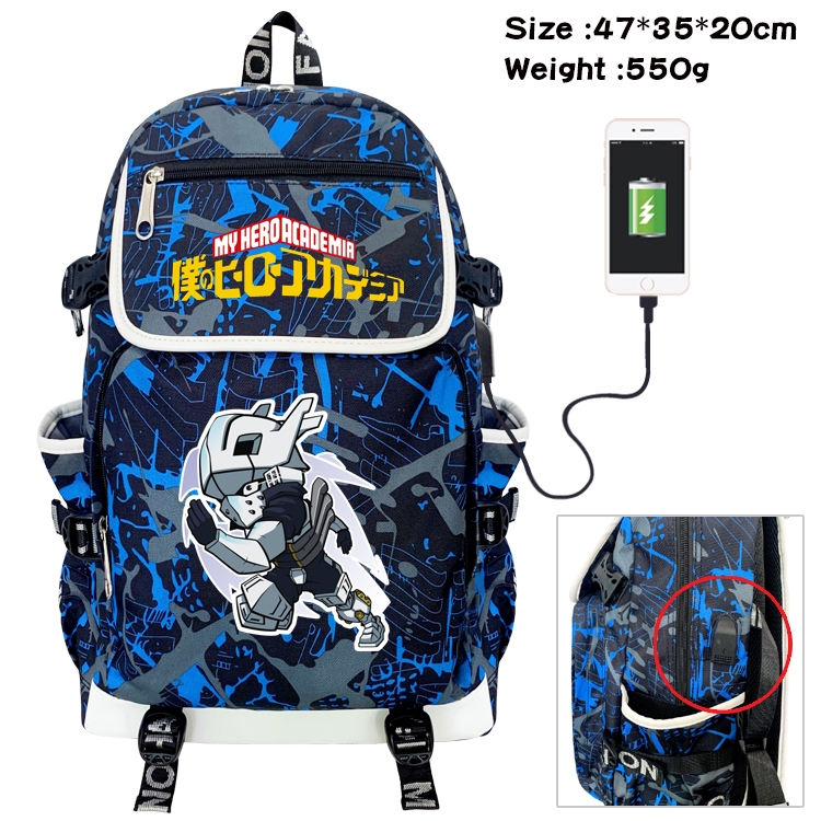 My Hero Academia Anime Camouflage Flip Data Cable Backpack School Bag 47x35x20cm